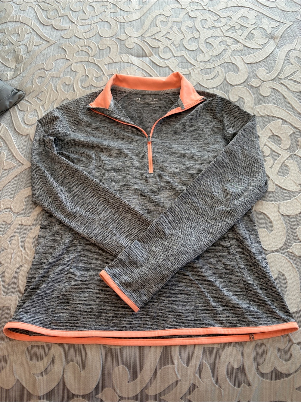 Under Armour Gray Quarter-Zip Pullover with Coral Trim